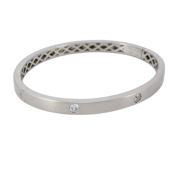 Vintage Sterling Silver 925 Bangle Bracelet with Cubic Zirconia 7.25" - Picture 3 of 9